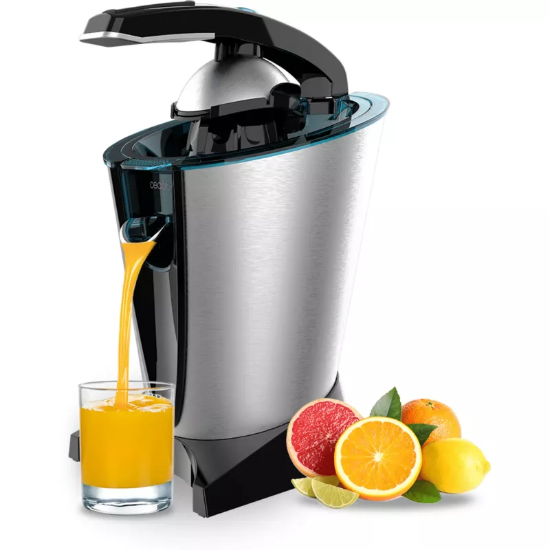 Cecotec Essential Vita Hyden 600 Steel elektrický lis na citrusy – nerez/čierna, 600 W