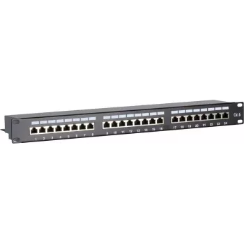 DSIT CAT 6 FTP sieťový patch panel 19 palcový 24-portový 1U LSA oceľový plech DS-Patch6-24FTP