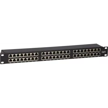 DS-IT CAT6 FTP 48-portový 19 palcový 2U tienený patch panel, čierny