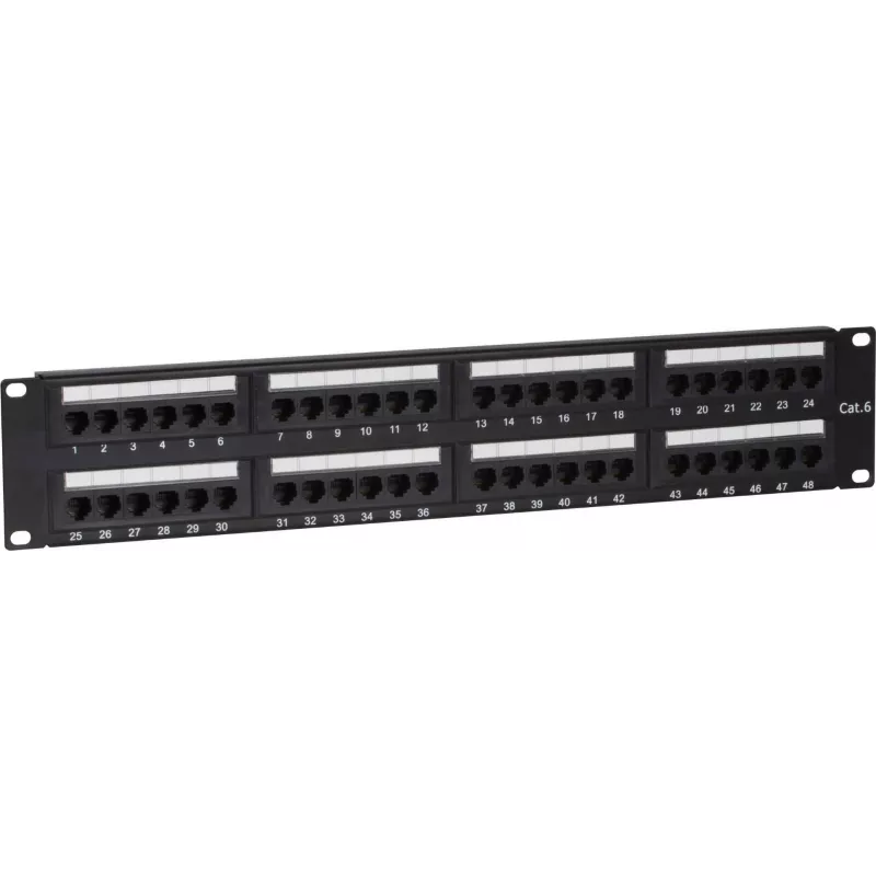 DSIT DS-Patch6-48UTP CAT6 UTP 19 palcový 48-portový sieťový patch panel, 1U, čierny