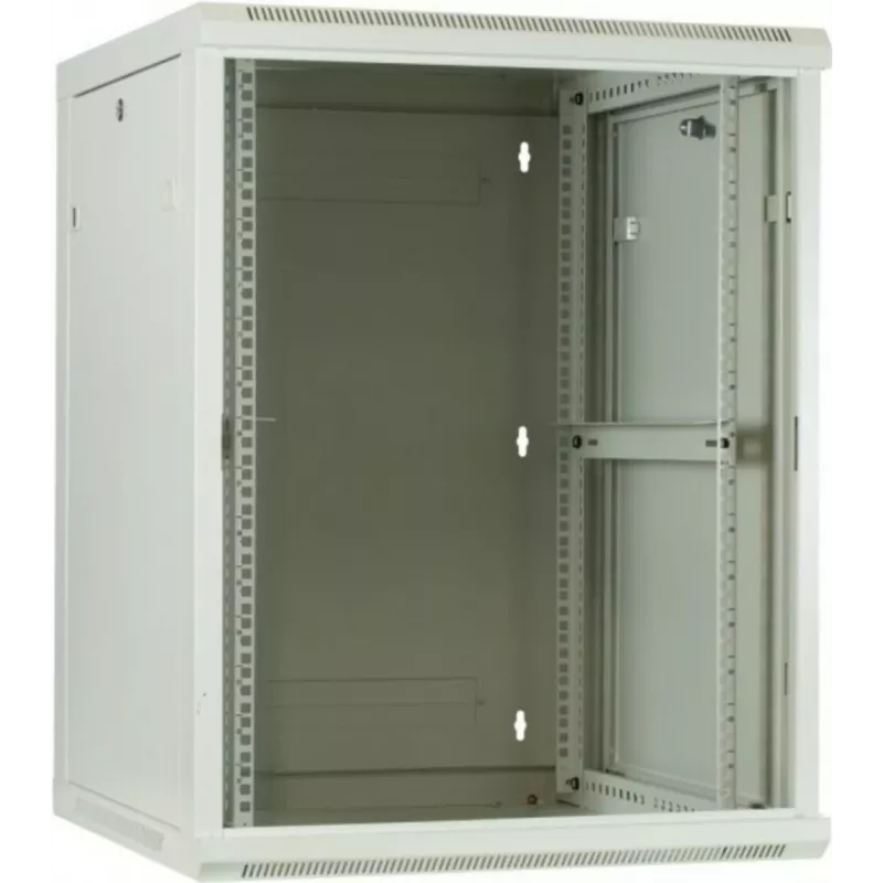 DSIT 12U nástenná serverová skriňa so sklenenými dverami, biela, 600x600x635 mm