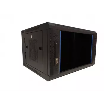 DSIT DS6606ZP-DOUBLE 6U výklopná nástenná sieťová skriňa so sklenenými dverami, 600x450x370 mm, čierna