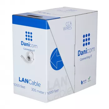 DSIT CAT6 S/FTP inštalačný sieťový kábel s plným vodičom, 305 m, sivá