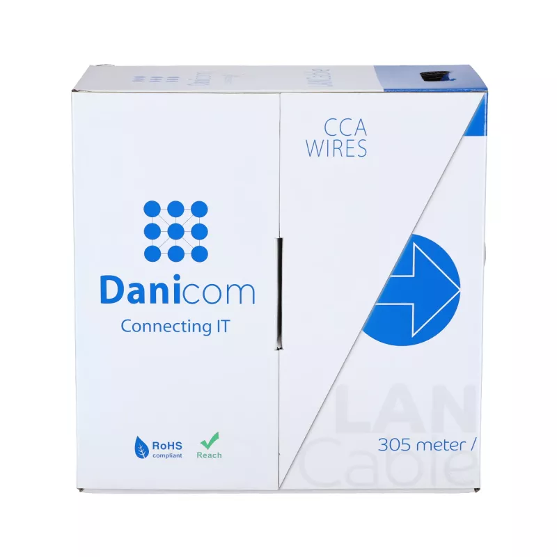 DSIT CAT6 S/FTP inštalačný sieťový kábel s plným vodičom, 305 m, sivý