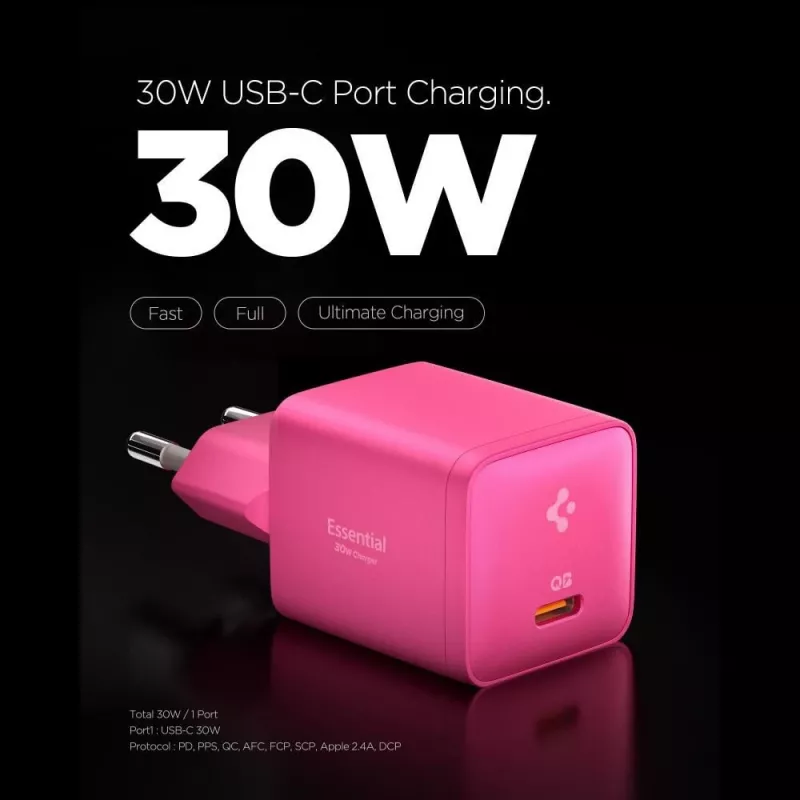 SPIGEN EE301EU-GAN Essential 1-portová sieťová nabíjačka 30W ružová