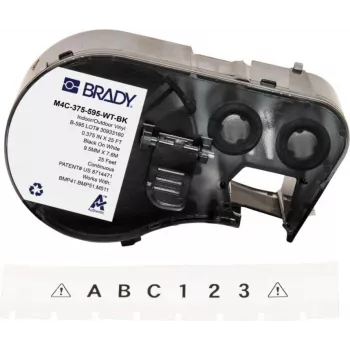 BRADY BMP41/BMP51/BMP53/M511 kazeta etikiet, PermaSleeve zmršťovacia bužírka z polyolefínu, 38,1 mm x 2,44 m, biela s čiernou potlačou, zmršťovací pomer 3:1, B-427