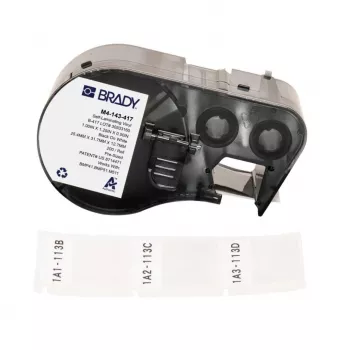 BRADY M4-143-417 samolaminovacia vinylová kazeta etikiet pre BMP41/BMP51/BMP53/M511, 1,5 palca x 21', biela/transparentná