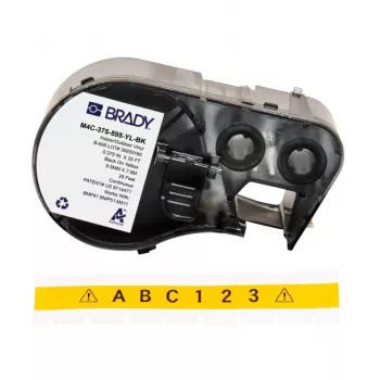 Brady M4C-375-595-YL-BK samolaminovacia vinylová etiketa pre tlačiarne BMP41/BMP51/BMP53/M511, biela/transparentná, 25,4 mm x 50,8 mm, 6,4 m rolka
