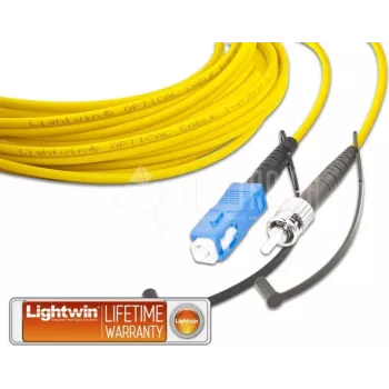 Simplexný jednovidový optický patch kábel Lightwin LSP-09 SC-ST 3.0, SC na ST, OS2, LSOH, 3 m, Žltý