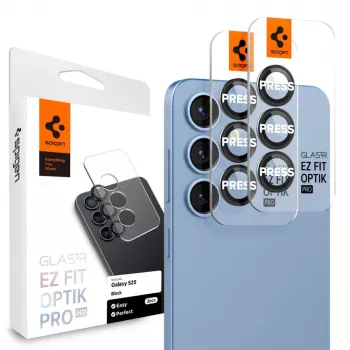Spigen Optik Pro Glas.tR EZ Fit ochrana kamery 2 balenie pre Samsung Galaxy S25 - čierna