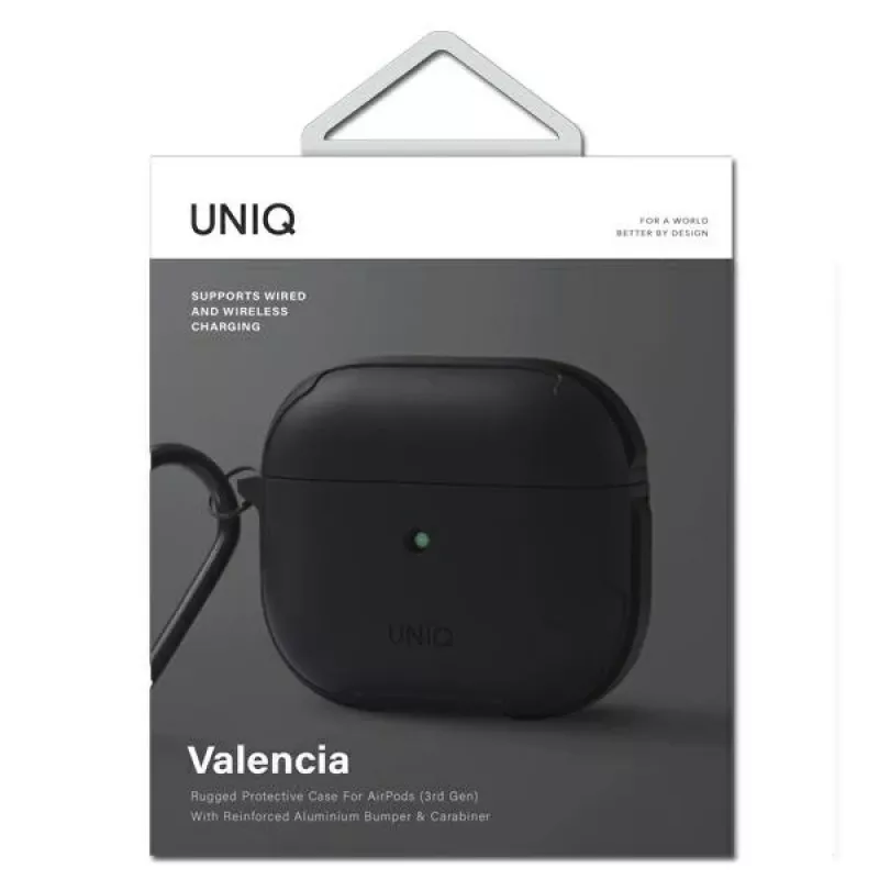 UNIQ Valencia Antimicrobial puzdro pre Apple AirPods 3. generácia - polnočná čierna