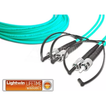 Duplexný viacvidový optický patch kábel Lightwin LDP-50 ST-ST 3.0 OM3, ST na ST, OM3, 3 m, Aqua