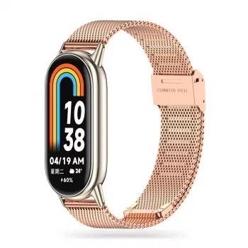 Remienok z nehrdzavejúcej ocele Tech-Protect MilaneseBand na Xiaomi Smart Band 8, ružové zlato