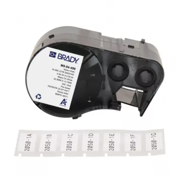BRADY BMP51/BMP53/M511 samolaminovacia vinylová sada etikiet, 25,4 mm x 6,4 m, biela/transparentná, B-499