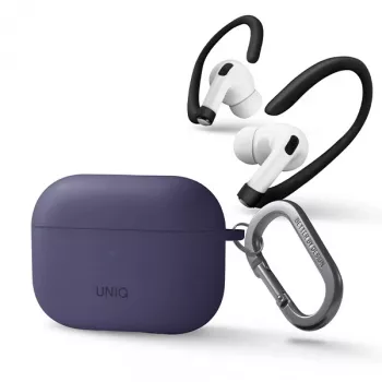 UNIQ Nexo silikónové puzdro s ušnými háčikmi na Apple AirPods Pro 2. generácia (2022/2023) - figová fialová