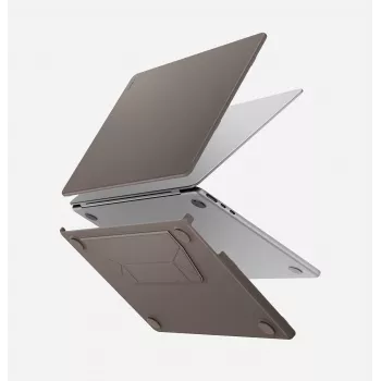 UNIQ Lyden Versa pevné puzdro folio na MacBook Air 13 palcov (M2 2022 / M3 2024 / M4 2025 / M5 2026), sivá