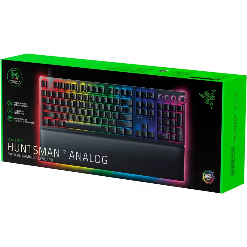 Razer Huntsman V2 drôtová herná klávesnica, spínače Analog Optical, americké rozloženie, RGB, čierna (RZ03-03610100-R3M1)