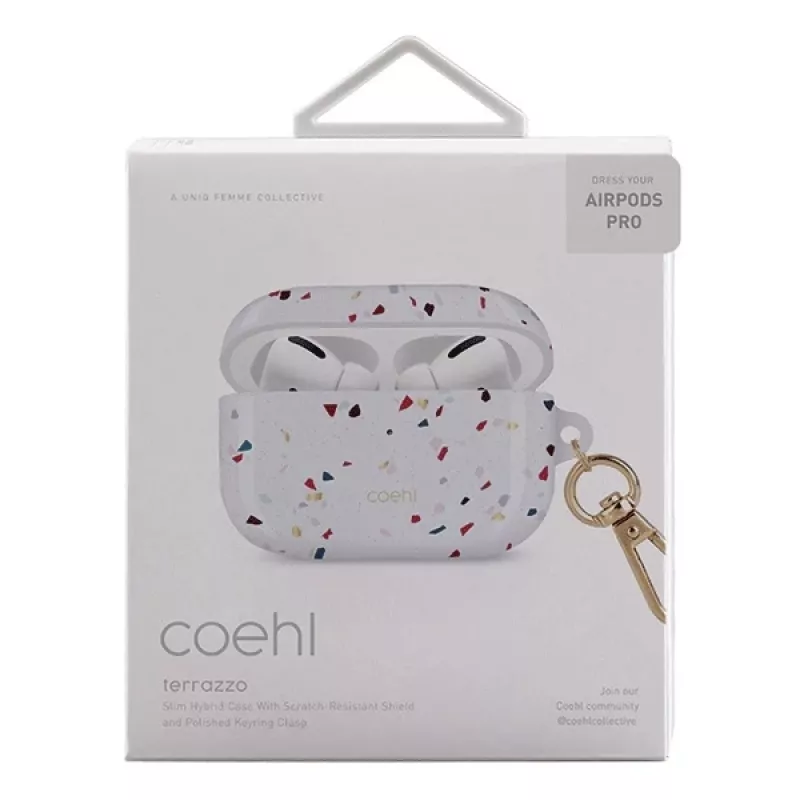 UNIQ Coehl Terrazzo puzdro pre Apple AirPods Pro - prírodná biela