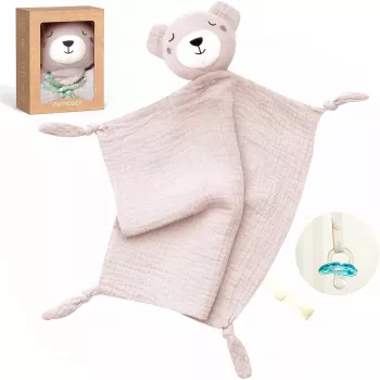 Momcozy bavlnená plyšová hračka medvedík pre bábätká, ružová