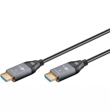 GOOBAY optický hybridný Ultra High-Speed HDMI kábel (AOC) 8K / 60Hz - 20m, 48 Gbit/s, čierna/sivá