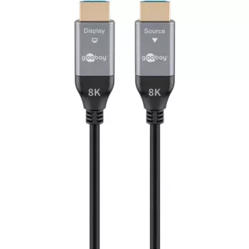 GOOBAY optický hybridný Ultra High-Speed HDMI kábel (AOC) 8K / 60Hz - 20m, 48 Gbit/s, čierna/sivá