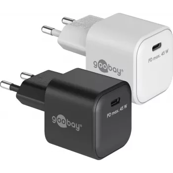 GOOBAY 45 W USB-C PD GaN Nano rýchlonabíjačka (biela)