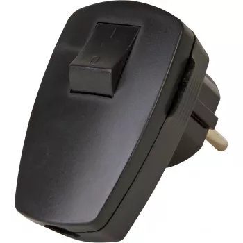 Kopp plastová bezpečnostná vidlica s kolískovým vypínačom, čierna, 16 A, 250 V, 3 x 1,5 mm²
