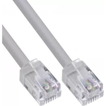 InLine® modulárny okrúhly kábel RJ12, konektor samec-konektor samec, 6-žilový, 6P6C, 5m, sivý