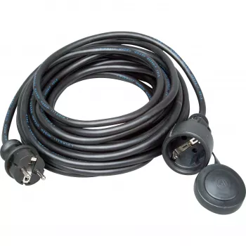 Kopp gumený bezpečnostný predlžovací kábel, ochranný konektor samec/zásuvka, 10 m, H05RR-F 3G1.5, IP44, čierna (147310042)