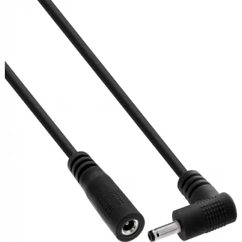 InLine® predlžovací DC kábel, zahnutý konektor, 3,5 x 1,35 mm, čierny, 5 m