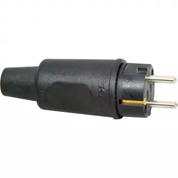 Kopp 179516009 ochranný konektor samec Schuko, guma, 16 A, 230 V, IP44, čierna