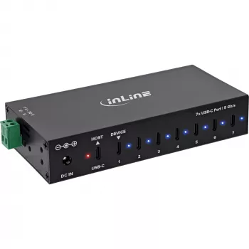 DELOCK InLine® USB 3.2 Gen.1 Industrial Hub, USB-C, 7 portov, s napájacím zdrojom