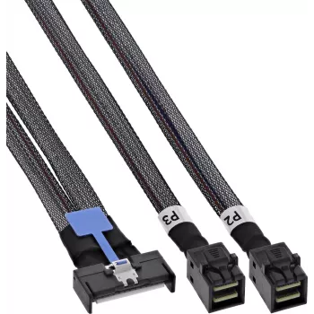 InLine® MCIO kábel, MCIO x8 na 2x MiniSAS-HD SFF-8643, 1 m