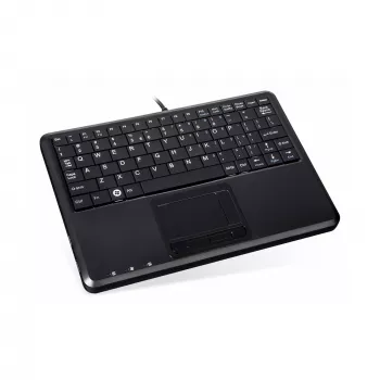Perixx PERIBOARD-510 H PLUS UK Mini-USB klávesnica s touchpadom a 2-port USB hubom, čierna