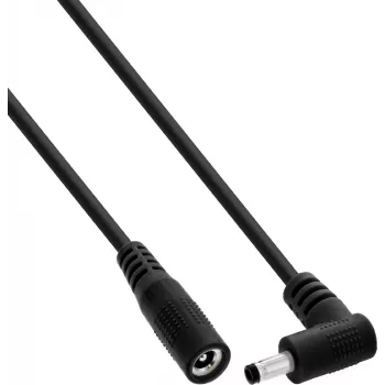 InLine® DC predlžovací kábel, konektor s pravým uhlom, 4,0 x 1,7 mm, čierny, 2 m