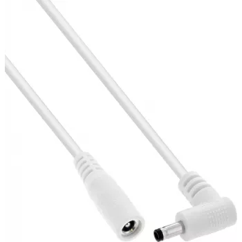 InLine® DC predlžovací kábel, konektor do pravého uhla, 4,0 x 1,7 mm, biela, 2 m