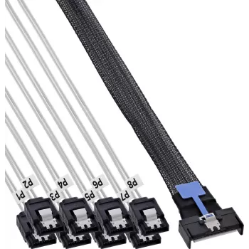 InLine® MCIO x8 rozbočovací kábel na 8x SATA, 1 m
