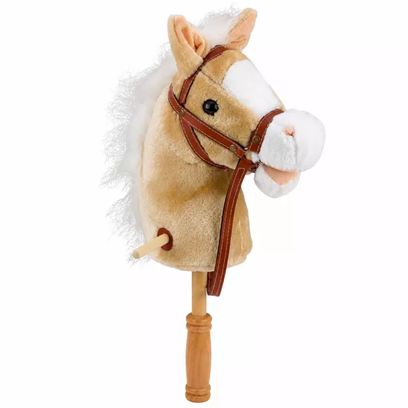 LEAN TOYS hojdací koník so zvukmi cvalu a erdžania, béžová, 100 cm