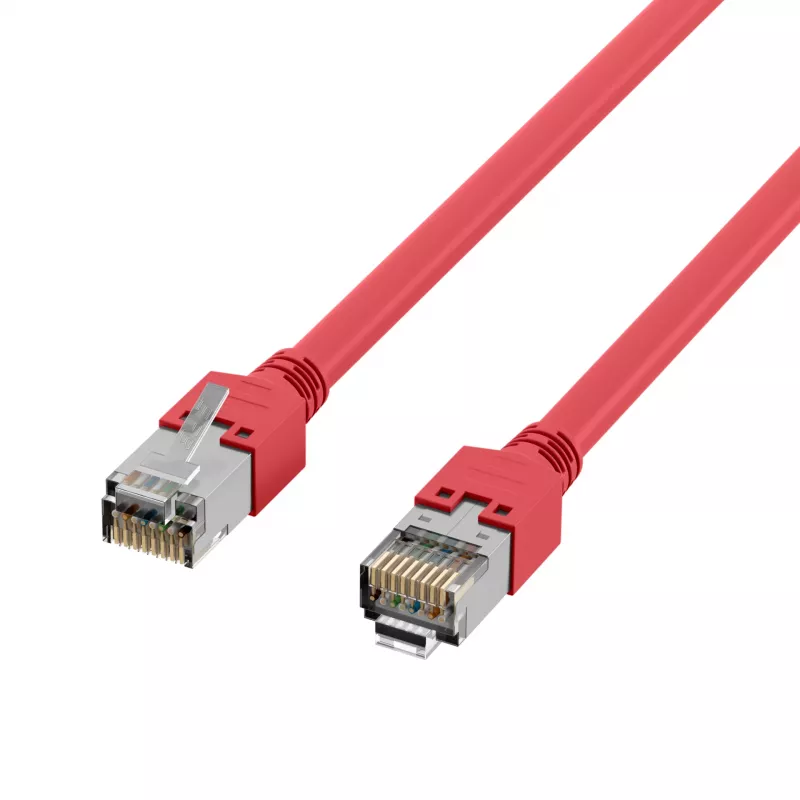 EFB Elektronik K2793.0,50 RJ45 crossover patch kábel Cat.5e SF/UTP, Hirose TM11, Draka UC300, 0,5 m, červená