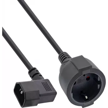 InLine® napájací kábel adaptér IEC C14 na zásuvku Schuko, 2m, čierny