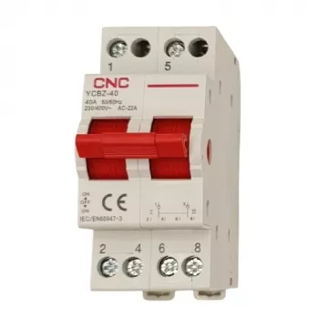 CNC EL240364 modulárny prepínač YCBZ-40, 2-pólový, 40 A, 1-0-2, montáž na DIN lištu