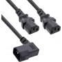 InLine® napájací Y-kábel, konektory pre prístroje, 1x IEC-C14 zahnutý na 2x IEC-C13, 1m