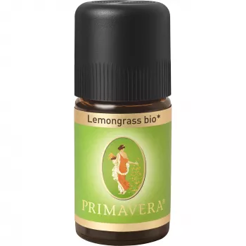 PRIMAVERA bio citrónová tráva esenciálny olej 5 ml – 100 % čistý, NATRUE certifikovaný, svieža citrónová aróma pre aromaterapiu