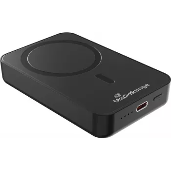 MEDIARANGE magnetická bezdrôtová powerbanka 10.000mAh 15W MagSafe kompatibilná rýchlonabíjanie s USB-C PD 20W a USB-A QC 3.0, čierna