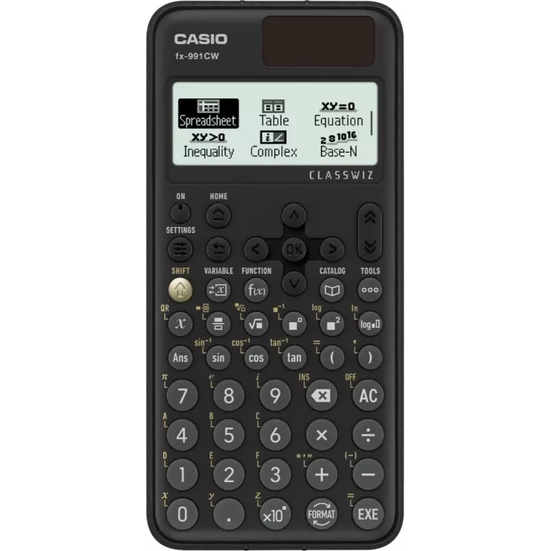 Casio FX-991CW vedecká kalkulačka s Natural Textbook Display, 540+ funkcií, solárne napájanie a batéria, čierna