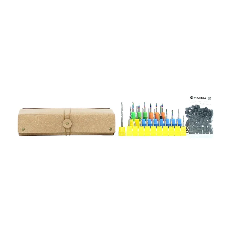 MAKERA Carvera Essential Extended sada fréz (52 kusov) – masívne frézy z volfrámkarbidu, stopky 1/8 inch a 1/4 inch, rôzne typy pre drevo, plast, hliník, plošné spoje