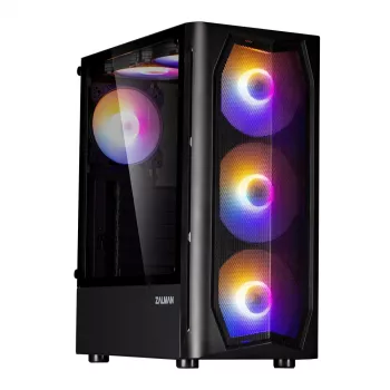 Zalman N4 Rev.1 Mid-Tower ATX skriňa so 6 ARGB ventilátormi, tvrdené sklo, čierna
