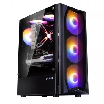 Zalman N4 Rev.1 Mid-Tower ATX skriňa so 6 ARGB ventilátormi, tvrdené sklo, čierna