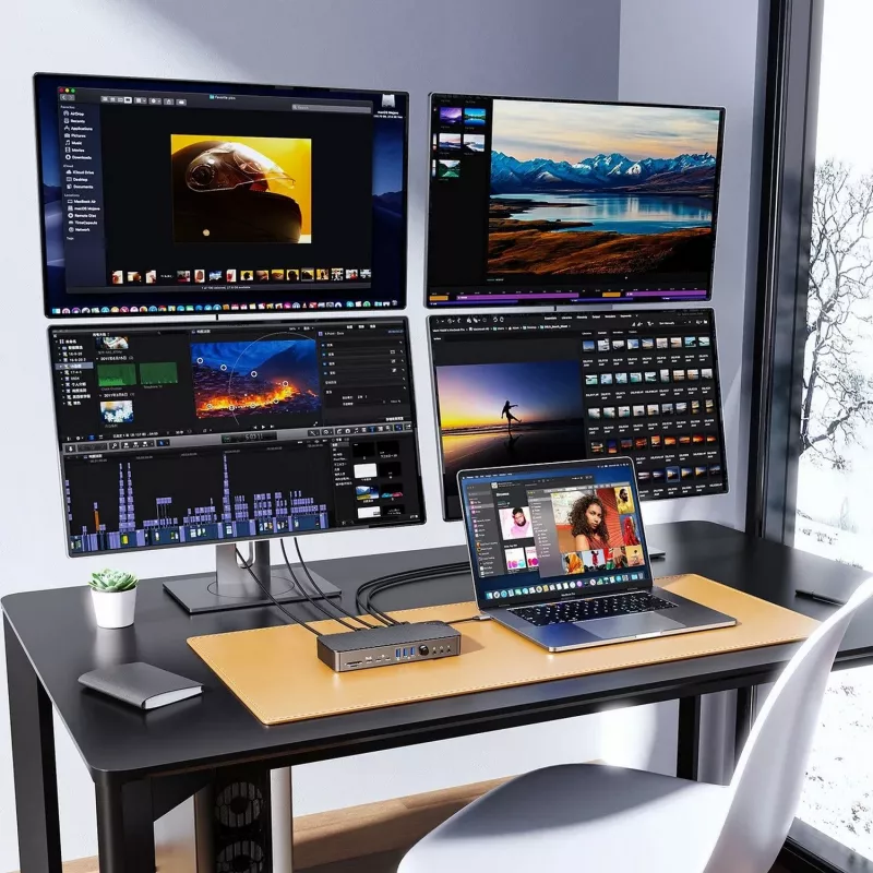 ORICO DKA22-V1-EU-BK-EP USB-C 10Gbps DisplayLink dokovacia stanica so 4x 4K@60Hz displejmi a 60W Power Delivery