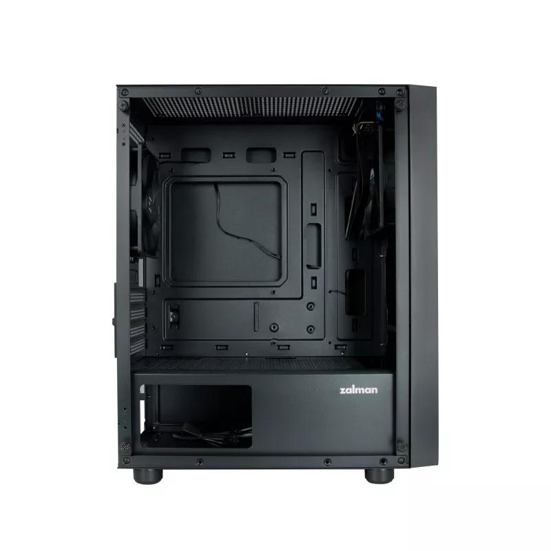 Zalman T3 PLUS mATX Mini-Tower PC skriňa, čierna, akrylové okno, 2 ventilátory